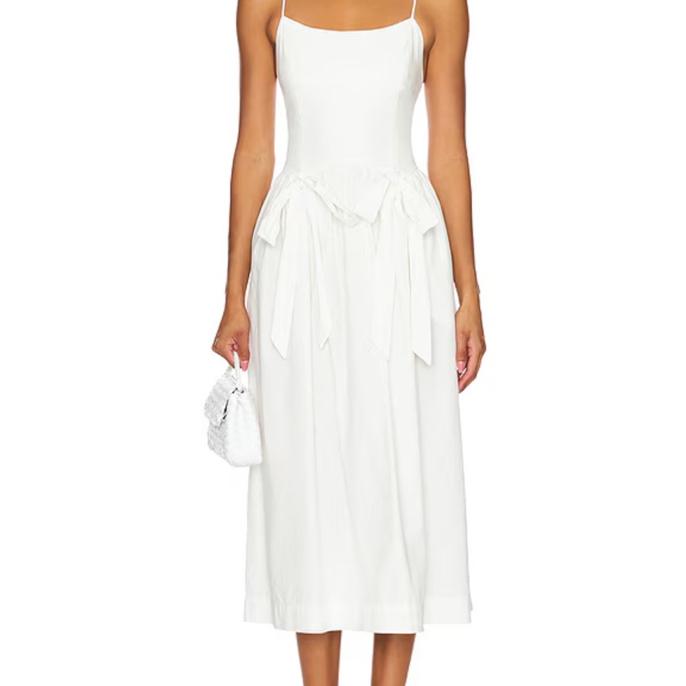 Penelope Apron Dress in White